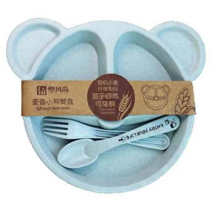 Plato de Bamboo para niños con cubiertos