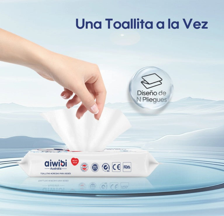 Pack 3 paquetes de Toallitas Húmedas para bebés 99,91% de agua (240 unidades)