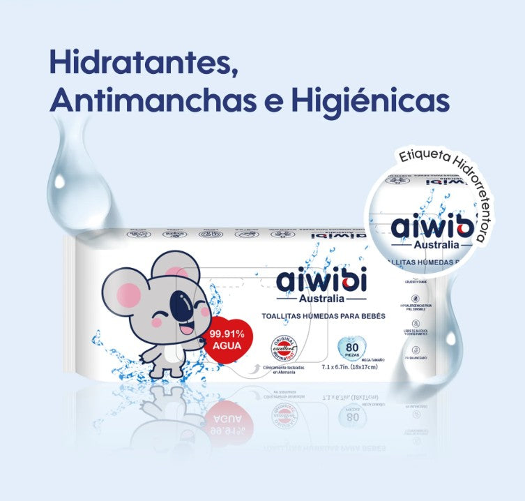 Pack 3 paquetes de Toallitas Húmedas para bebés 99,91% de agua (240 unidades)